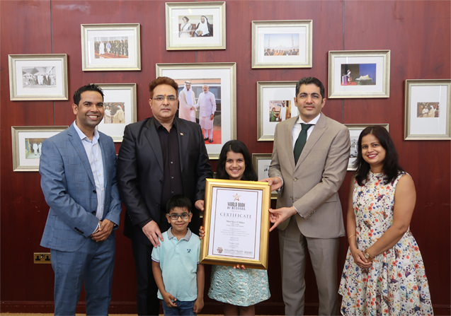 Sara Chhipa, 10-year-old, Indian, World Record Holder felicitated by the Consulate General of India in Dubai, UAE