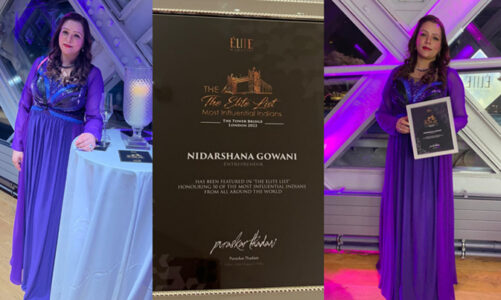 Social Activist and Philanthropist Nidarshana Gowani honored as Top 50 Influential Indians across the World at Iconic London Bridge