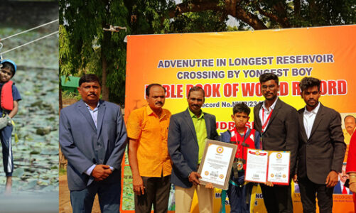12 y.o. boy Crosses 337 Ft Reservoir in 7 minutes! sets world record